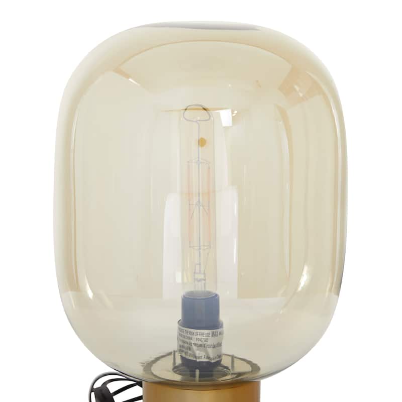 Gold Metal Room Table Lamp with Clear Dome Shaped Shade and Marble Base - 10 x 10 x 16