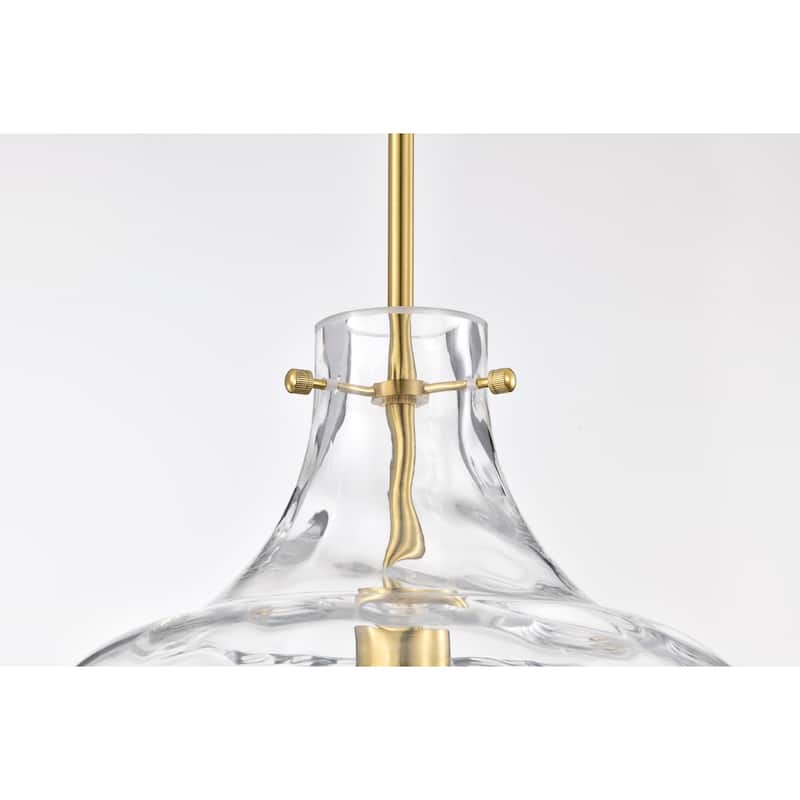 1-Light Gold Finish 12-inch Clear Dimpled Pedant Lamp - 12in