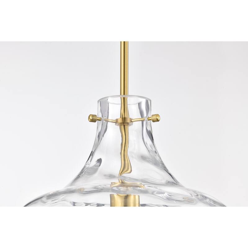 Clear Dimpled Cylindrical Glass Pendant Ceiling Light - 12in