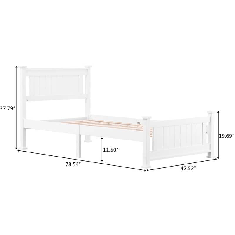 Classic Design Panel Bed Frame with Headboard White