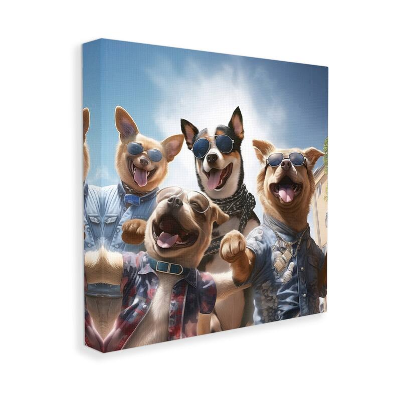 Stupell Trendy Dogs Selfie Canvas Wall Art Design By Jim Baldwin