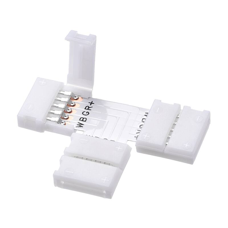 12mm 5P T-shape LED Strip Connector for 5050 RGB 5 Conductor Strip Lights 5Pcs - White - T-shape,5Pcs