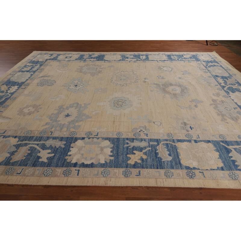 Vegetable Dye Oushak Oriental Large Rug Handmade Yellow Wool Carpet - 10'1"x 13'6"