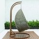 preview thumbnail 8 of 128, LeisureMod Modern 2-Person Egg Hanging Swing Chair with Beige Wicker, Oxford Fabric Cover, Patio Hammock Lounger and Cushions