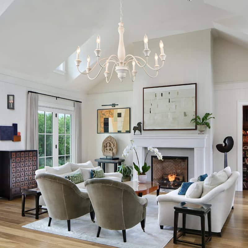 8-Light Farmhouse Candle Style Chandelier for Dining Room Living Room Bedroom Kitchen - W31.49"x H20.66"