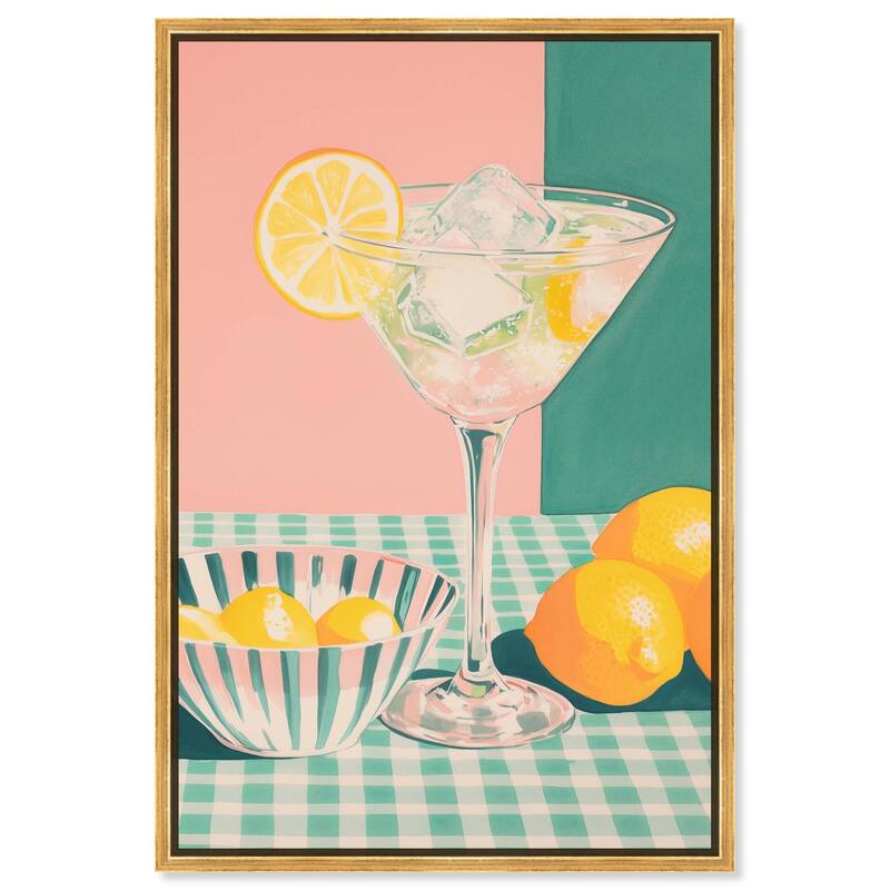 Lemon Slice Drink Canvas by Art Remedy - Gold - 20" x 30"