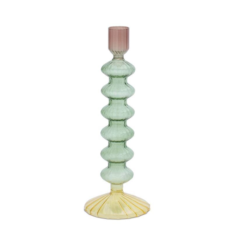 Multicolored Glass Taper Candle Holder (Set of 3)