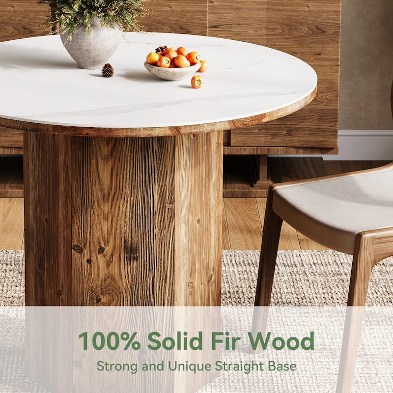 Farmhouse Solid Wood Small Round Dining Table for Kitchen Dining Room - 31.5" D x 31.5" W x 29.5" H