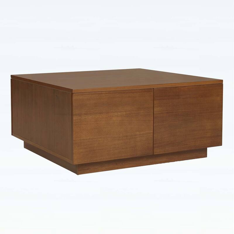 Square Coffee Table with 4 Drawers,Ample Storage and Sturdy Construction
