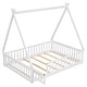 preview thumbnail 6 of 7, Full Tent Floor Bed with Guardrails and Door Teepee Design Wooden Frame with Slats