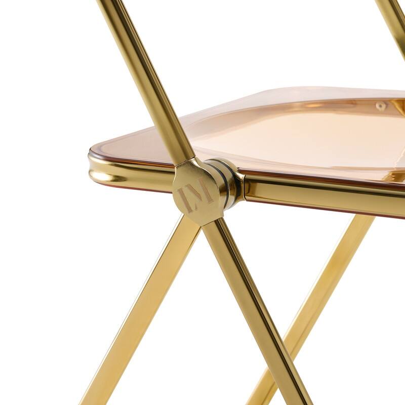 Lawrence Modern Foldable Transparent Acrylic Gold Chrome Folding Chair for Multipurpose Spaces Set of 4 - 30"