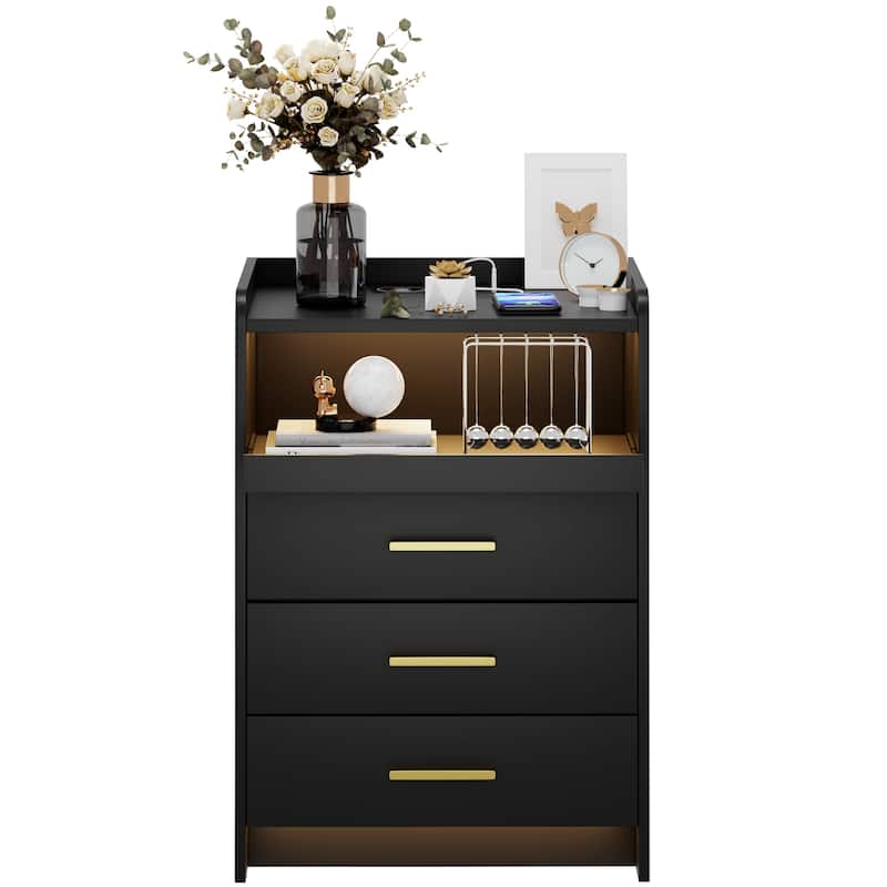 3 Drawer Nightstand With Light