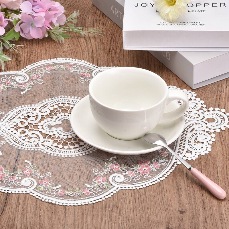 4Pack 12x17in Retro Lace Placemat Oval French Crochet Doilies