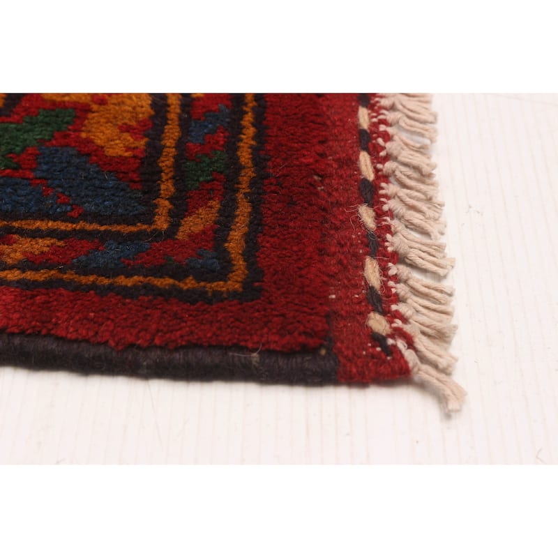 ECARPETGALLERY Hand-knotted Uzbek Kargahi Red Wool Rug - 8'1 x 11'8