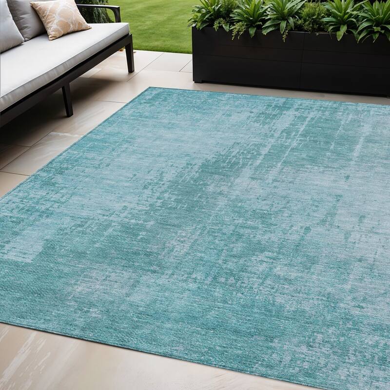 HomeRoots Abstract Transitional Rectangle Outdoor Rug - 5' X 8'
