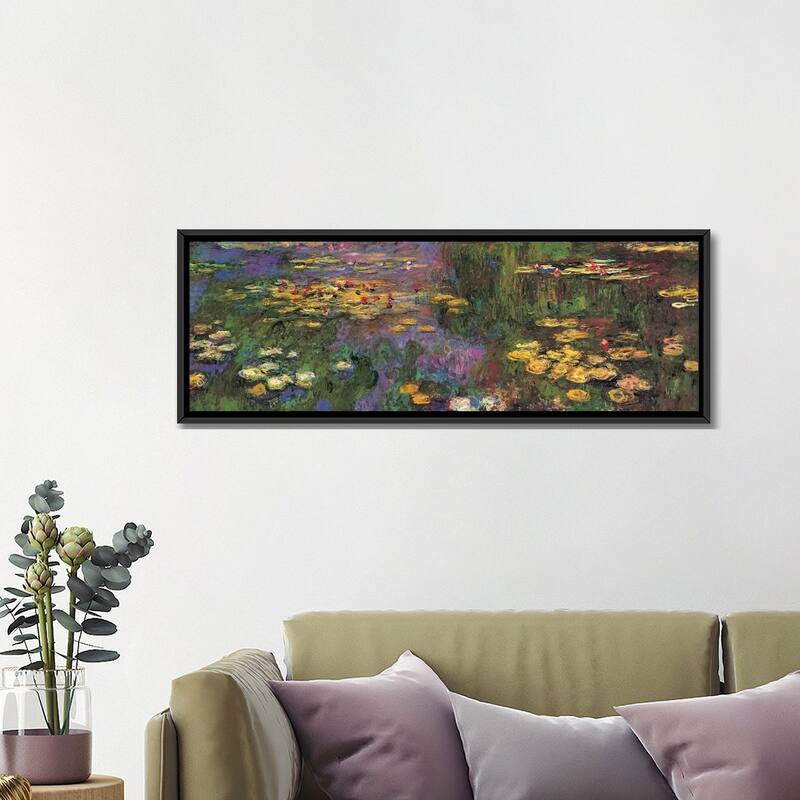 iCanvas "Water Lilies" by Claude Monet Framed Canvas Print