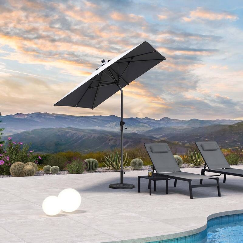 PURPLE LEAF Heavy-duty Crank and Tilt Table Umbrella Outdoor Patio Market Umbrella