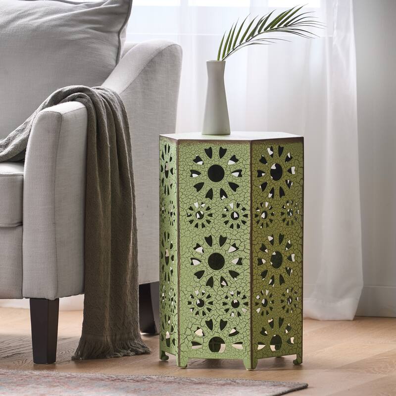 Side Table Outdoor 14-inch Floral Side Table by Christopher Knight Home