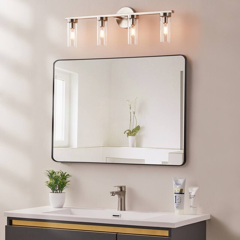 KAWOTI 4-light Modern Dimmable Bathroom Vanity Light with Clear Glass