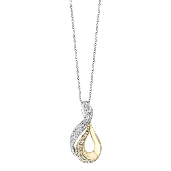 Effy Jewelry Diamond Swirl Pendant in 14K White & Yellow Gold 