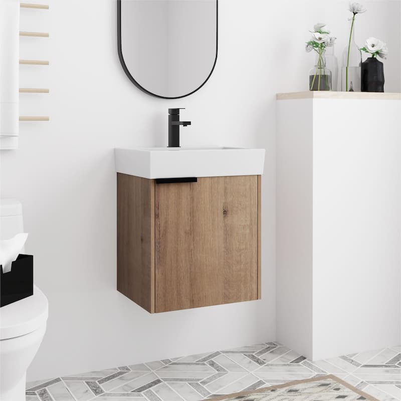 BNK 16/18 Inch Single Sink Bathroom Vanity with Soft Close Door