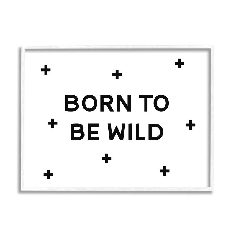 Stupell Born to Be Wild Adventure Phrase Minimal Pattern Framed Wall Art - Black - 20 x 16 - White