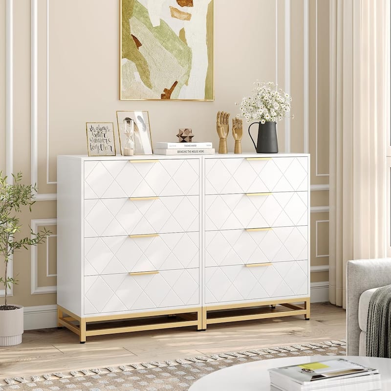 Chest of 4 Drawers Dresser with Metal Handle