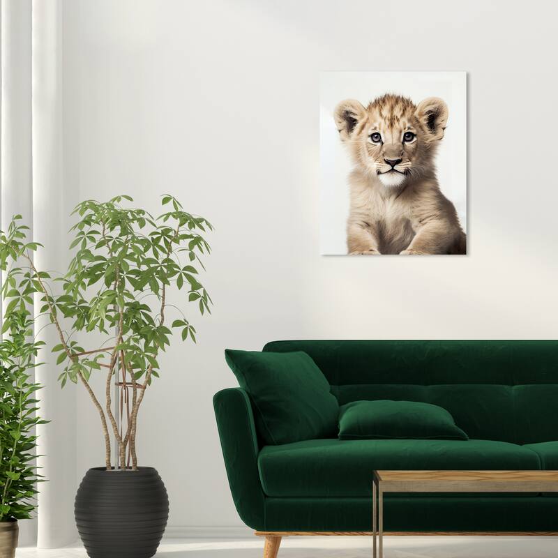 Wynwood Studio Canvas Animals Baby Animal Lion Brown and Light Brown Modern & Contemporary Wall Art Canvas Print - Brown, White - 24 x 20