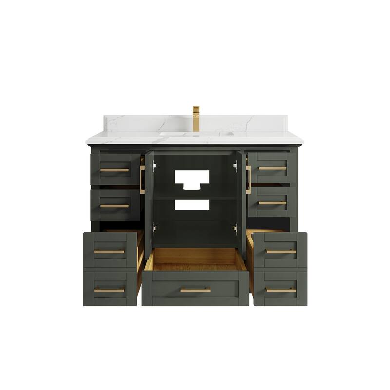 Willow Collection 48 in W x 22 in D x 36 in H Boston Single Bowl Sink Bathroom Vanity with Countertop