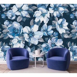 Blue Floral Wallpaper Peel and Stick and Prepasted - Bed Bath & Beyond ...