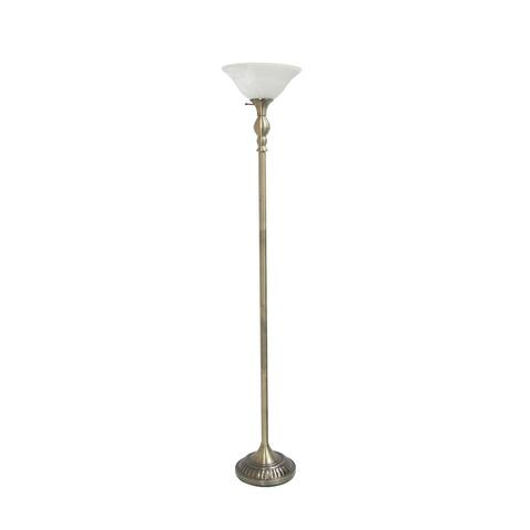 Lalia Home 1 Light Torchiere Floor Lamp w Marbleized Glass Shade