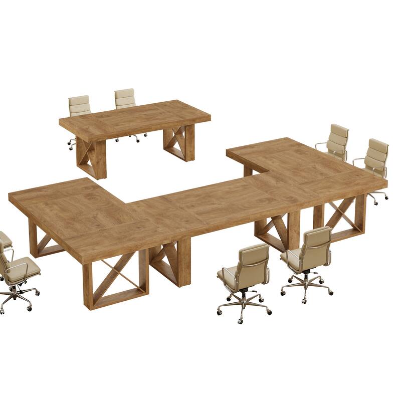 63-Inch Long Wood Conference Table, Simple Meeting Desk for Home Office & Small Team Gatherings