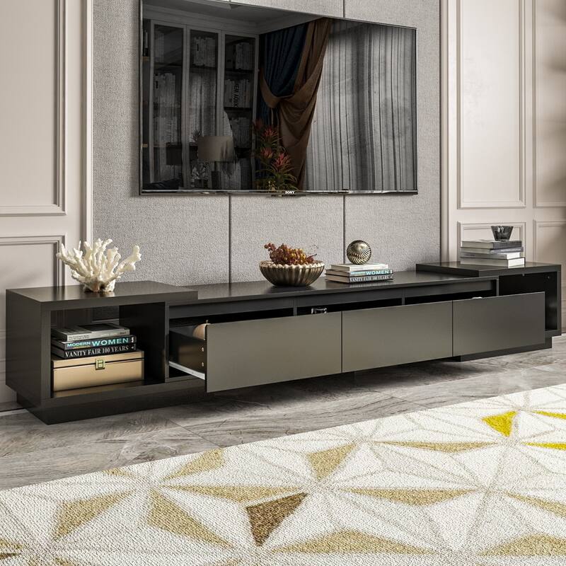 Extendable TV Stand Storage Media Console Modern Entertainment Center