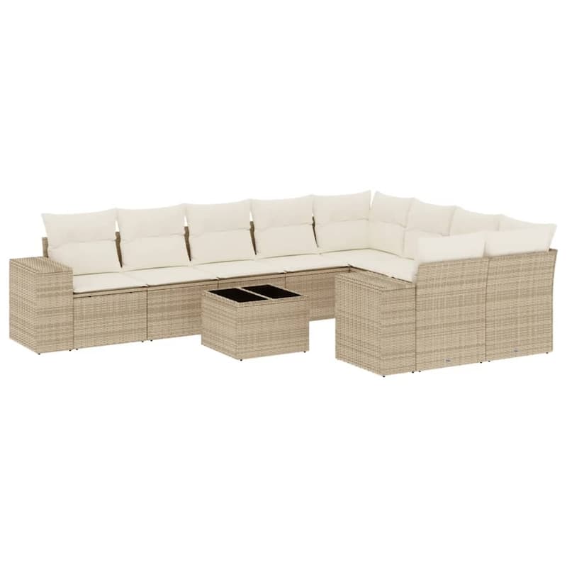 vidaXL Patio Sofa Set with Cushions Outdoor Conversation Furniture Poly Rattan