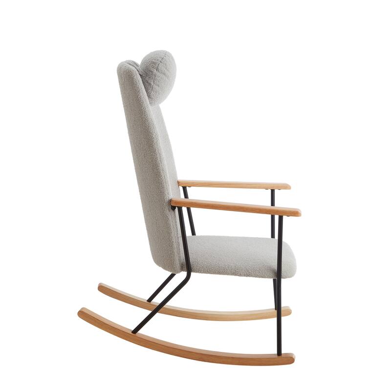 Accent Rocking Chair with Adjustable Headrest Pillow