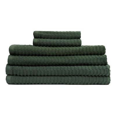 Lisbon 6-Piece 100 Cotton Bath Towel Set in Green