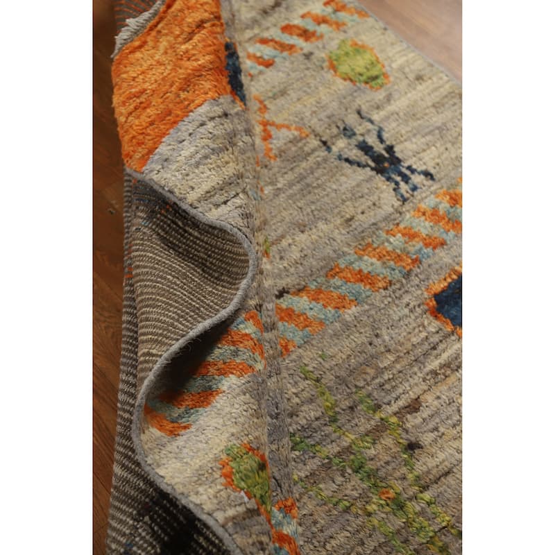 Tribal Moroccan Oriental Rug Hand-Knotted Wool Carpet - 4'10" x 6'5"