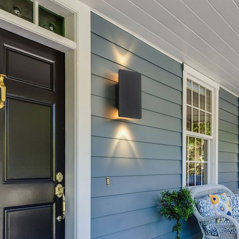 Modern 2-light Integrated LED Outdoor Wall Light Dimmable Wall Sconce - H14.2" x W5.9"