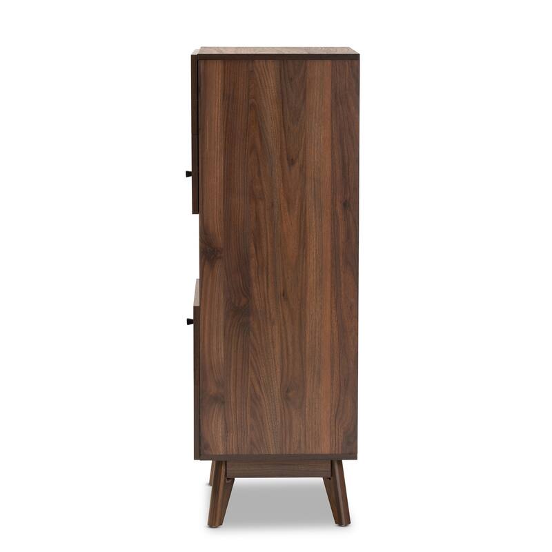 Modern Wood Storage Cabinet - Walnut Finish, Books, Files, Decor - 16.25"D X 19"W X 47"H