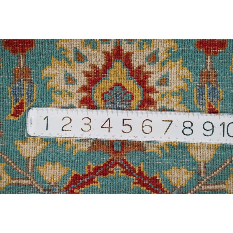 Turquoise Blue Kazak Oriental Foyer Rug Hand-Knotted Wool Carpet - 2'0" x 3'0"