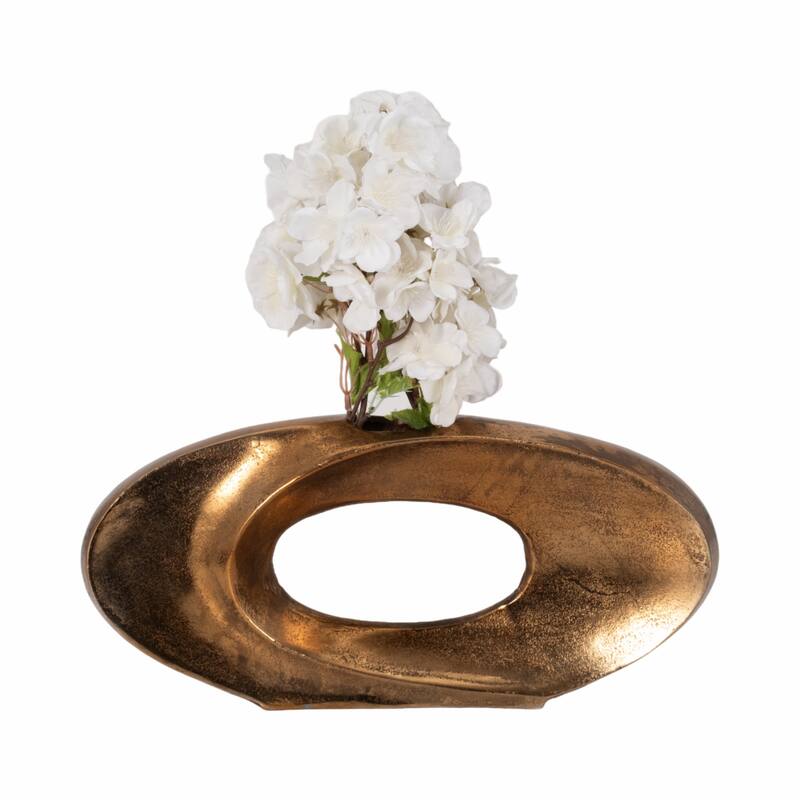 Sagebrook Home Belcove, Metal Cut-out Vase, Bronze/Copper, Round, Solid Color, Aluminum