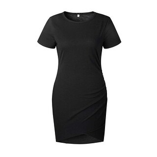 black asymmetric sleeve embroidered bodycon dress