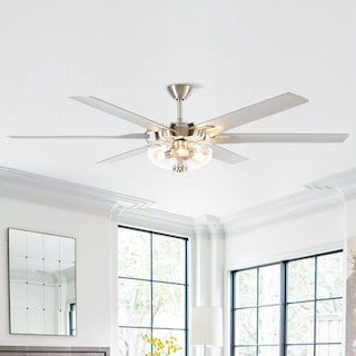 70-inch Brushed Nickel Modern 6-Blade Windmill Ceiling Fan with Remote