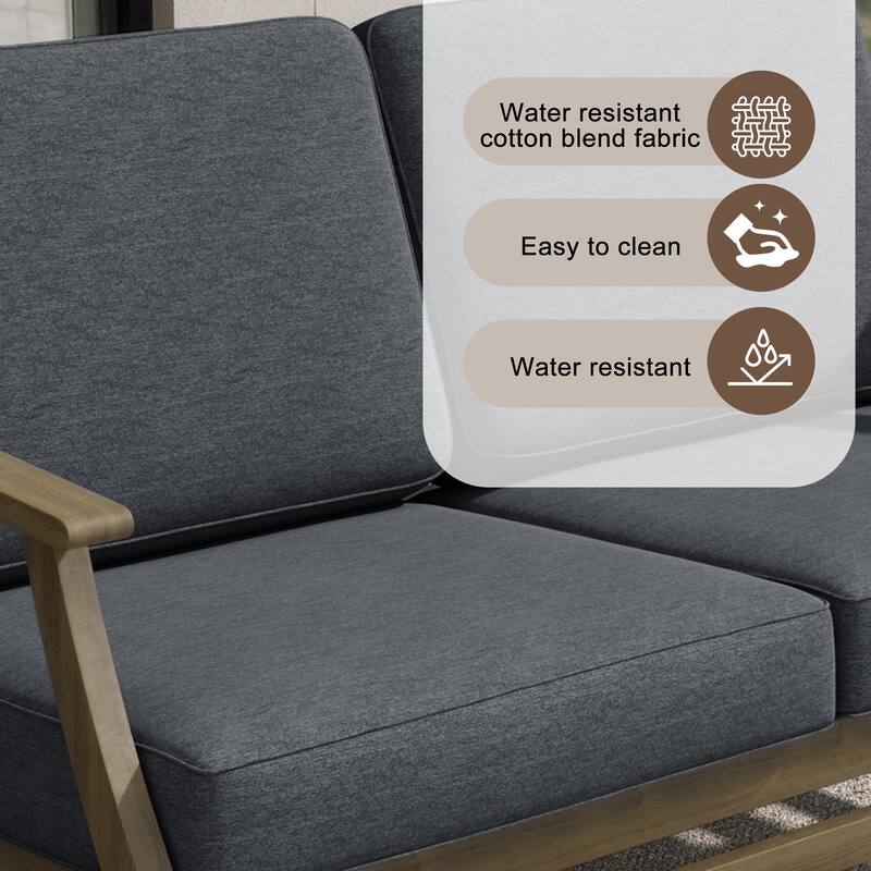 Teak Outdoor Patio Loveseat and Coffee Table Set (2-Piece)