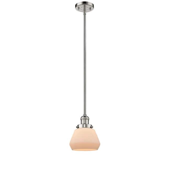 Innovations Lighting Fulton Single Light 7" Wide Mini Pendant with - Polished Nickel / Matte White Cased