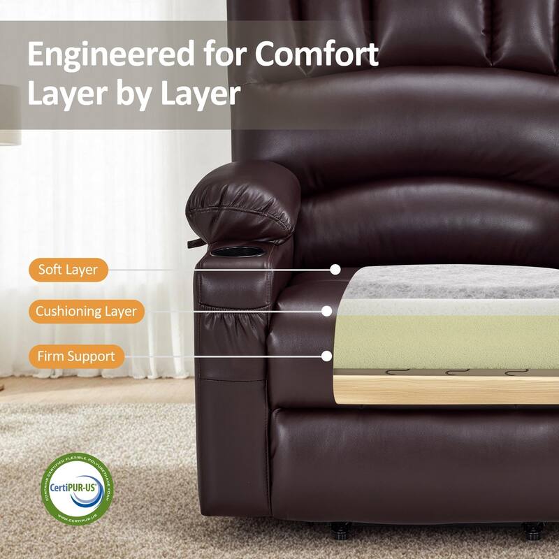 Power Lift Recliner Chair for Elderly, Massage and Heat, Faux Leather & Fabric