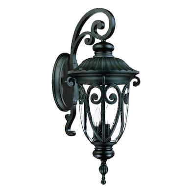 Glass Flush Wall Mount Light with 3 LED Bulbs and Seeded Shade - 14” x 11.25” x 27.5” (D x W x H)