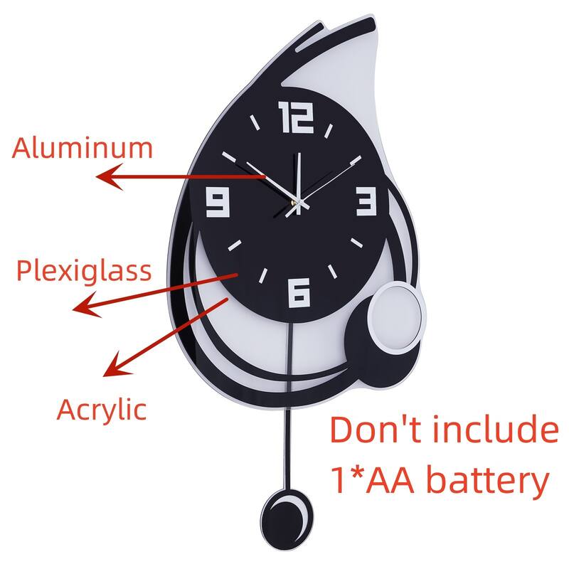 Black Large Analog Display Modern Wall Clocks Battery Powered On Sale