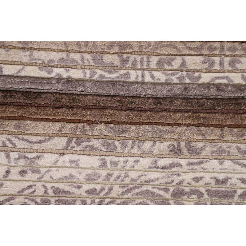 Striped Modern Accent Rug Handmade Abstract Wool Carpet - 2'9"x 5'0"