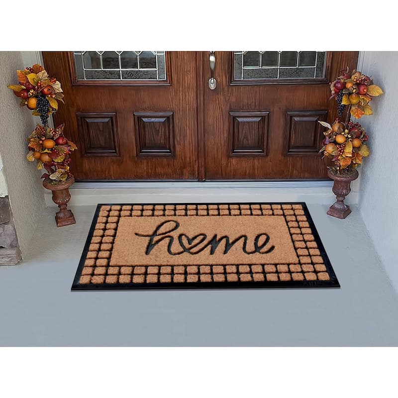 A1HC Handcrafted Molded Rubber and Coir Doormat